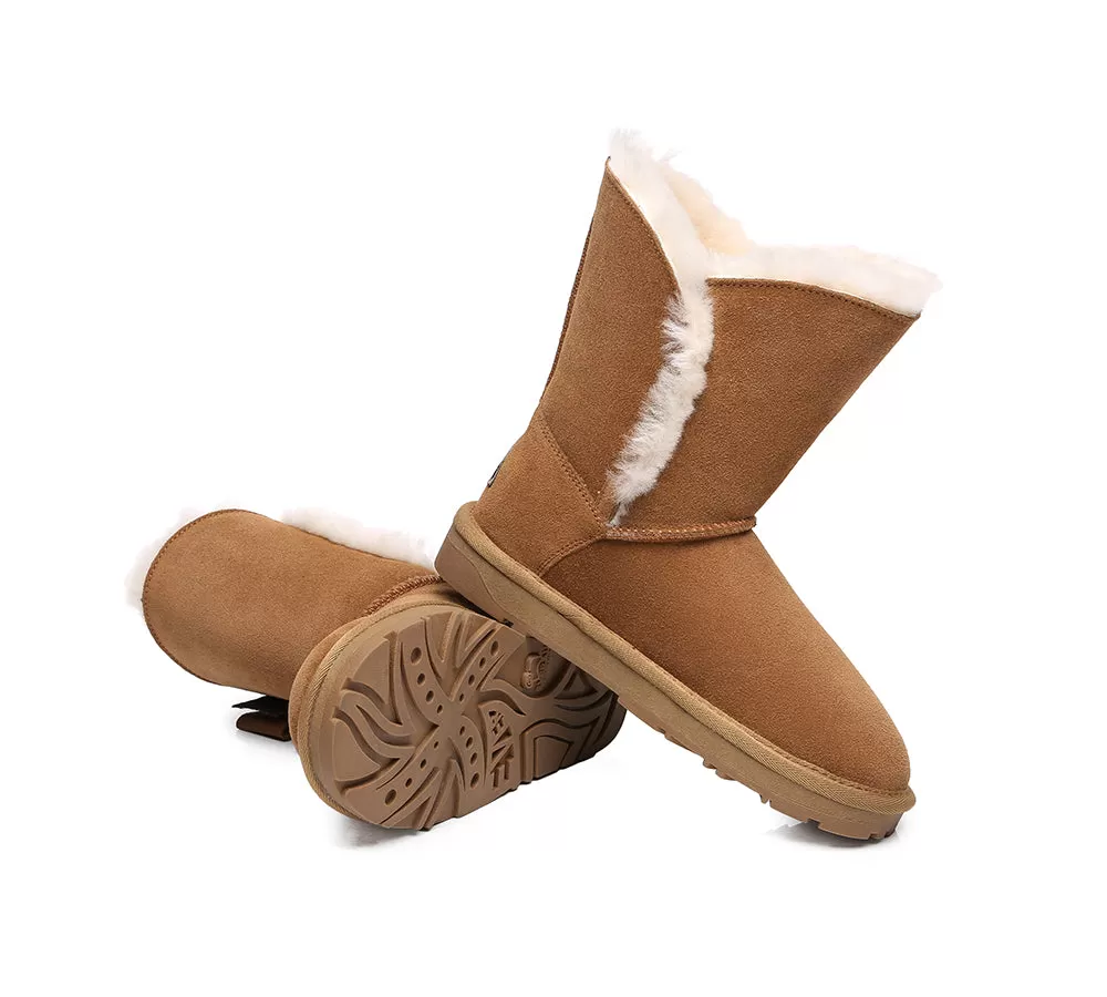 EVERAU Sheepskin Double Bow Boots Women Eira