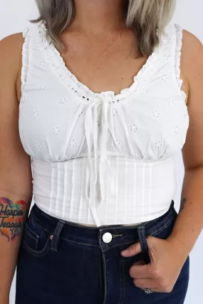 Eyelet Smocked Tank