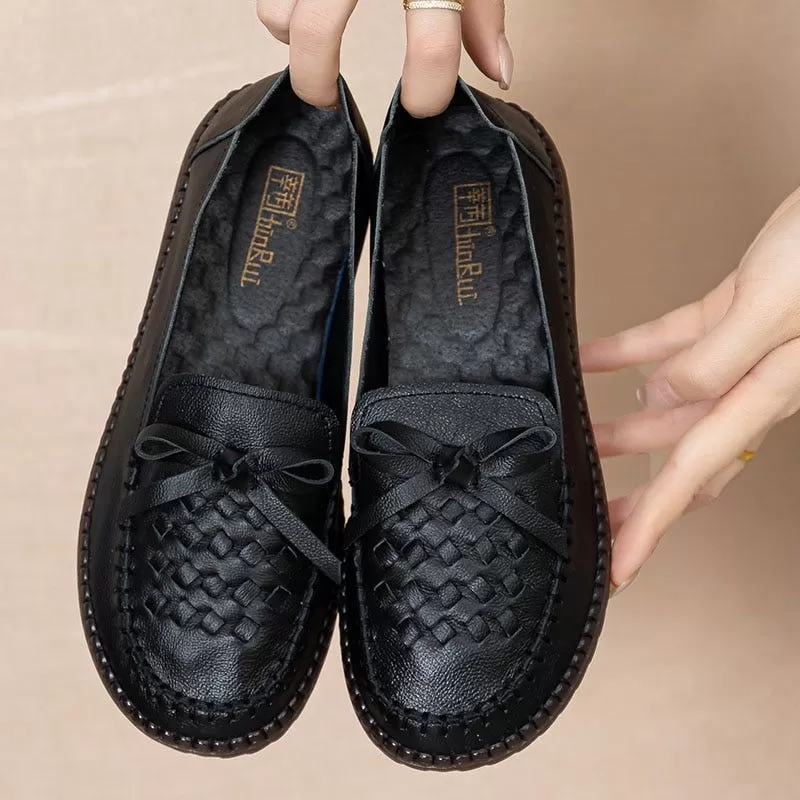 Fashion Leather Loafers Soft Women's Casual Shoes EK321