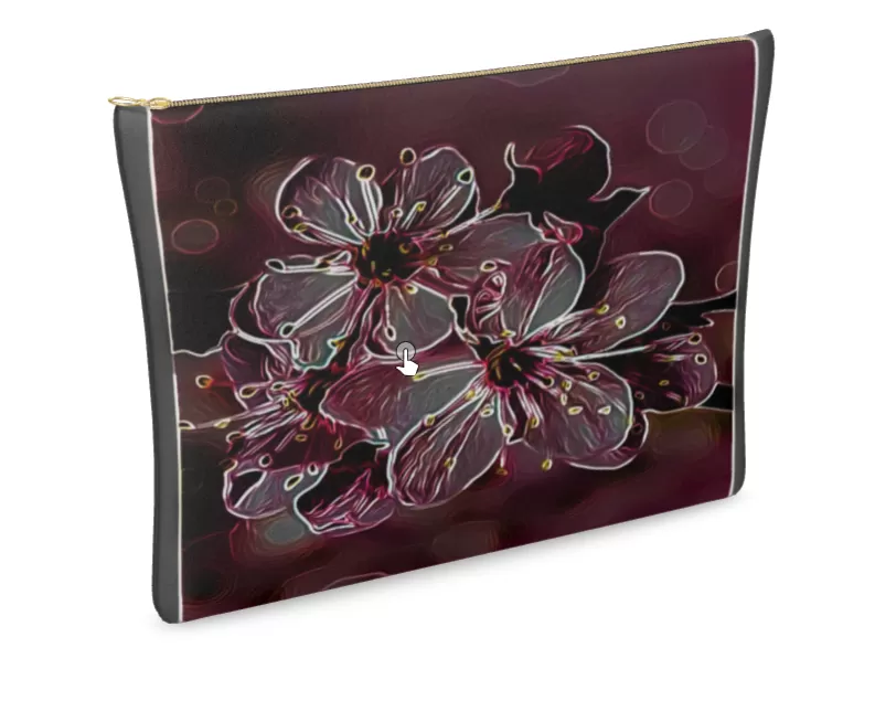 Floral Embosses: Pictorial Cherry Blossoms 01-04 Designer Leather Clutch Bag