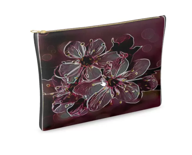 Floral Embosses: Pictorial Cherry Blossoms 01-04 Designer Leather Clutch Bag