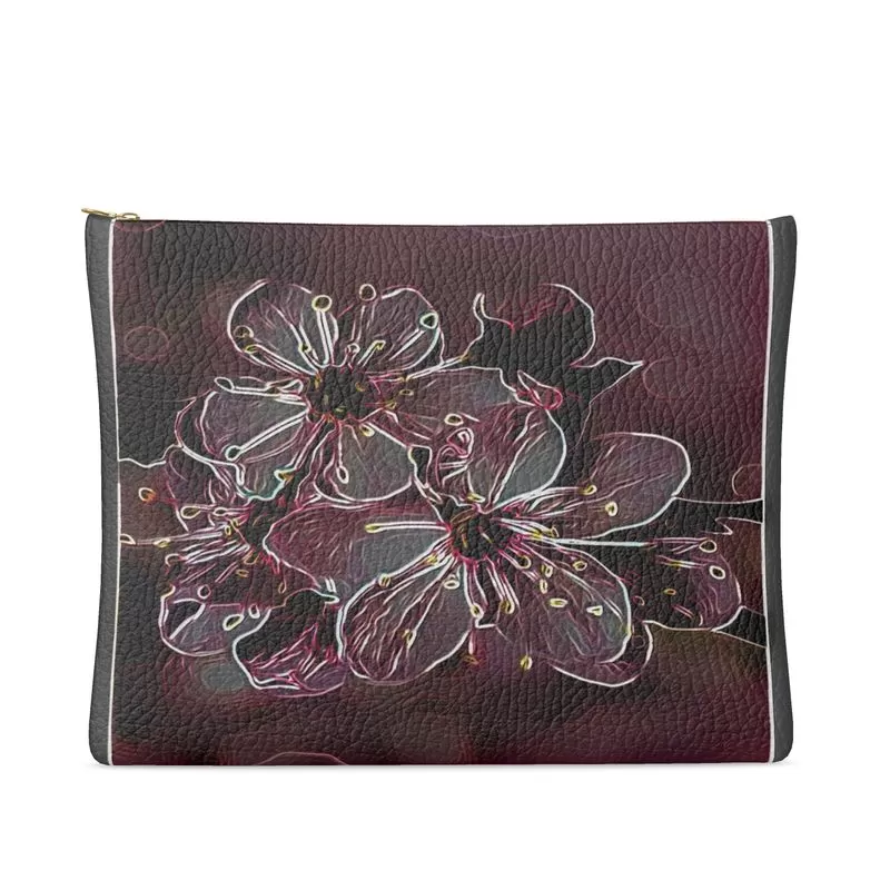 Floral Embosses: Pictorial Cherry Blossoms 01-04 Designer Leather Clutch Bag