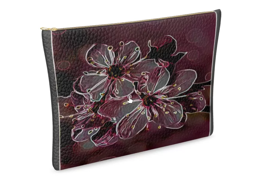 Floral Embosses: Pictorial Cherry Blossoms 01-04 Designer Leather Clutch Bag