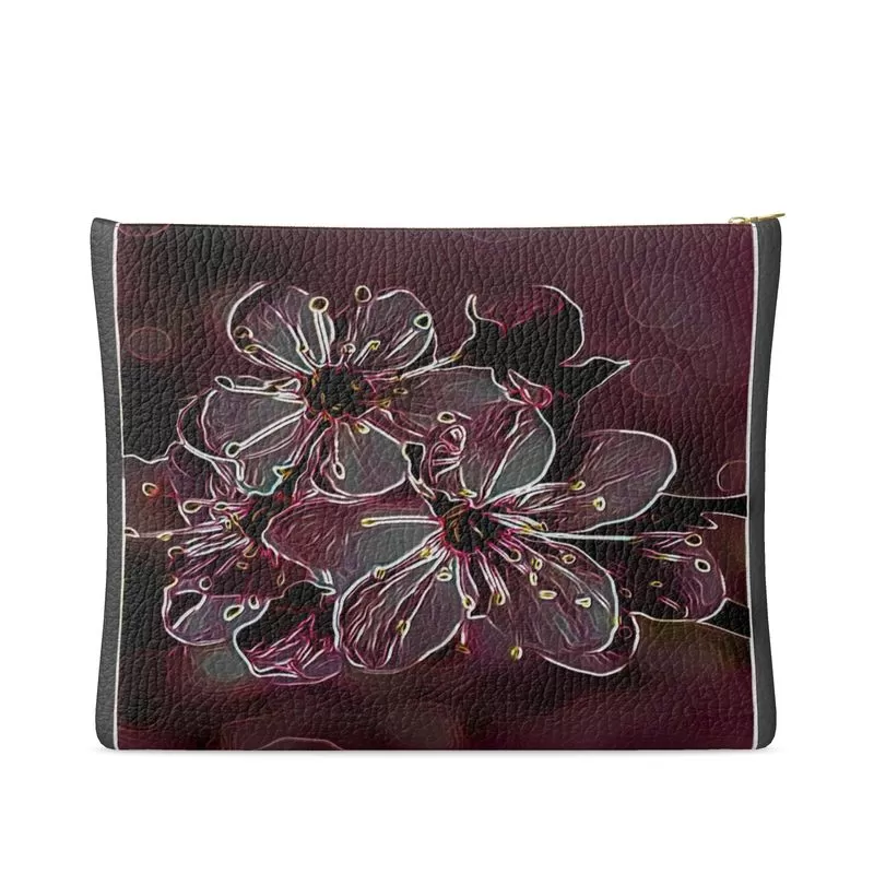 Floral Embosses: Pictorial Cherry Blossoms 01-04 Designer Leather Clutch Bag