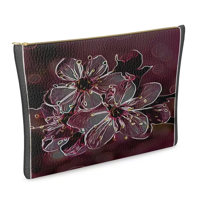 Floral Embosses: Pictorial Cherry Blossoms 01-04 Designer Leather Clutch Bag