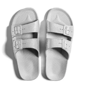 Freedom Moses Slides - Bling silver glitter