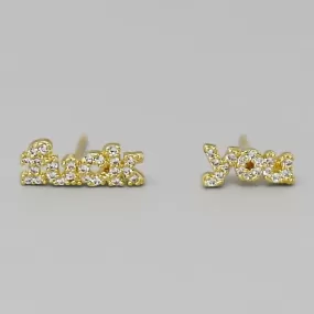 'fuck you' CZ Post Earrings