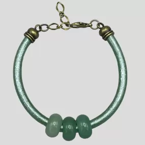 Green Aventurine gemstone Leather Bracelet