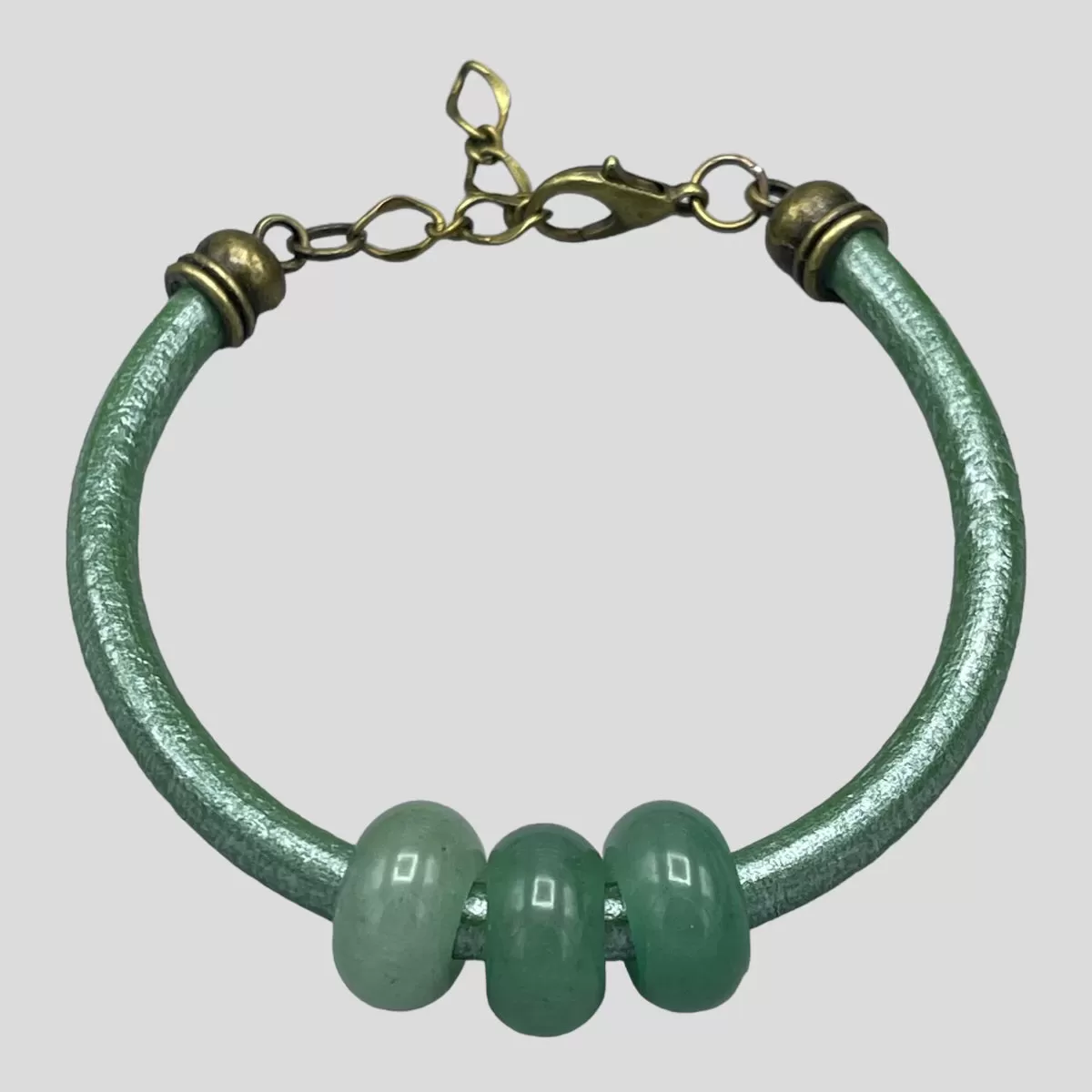 Green Aventurine gemstone Leather Bracelet