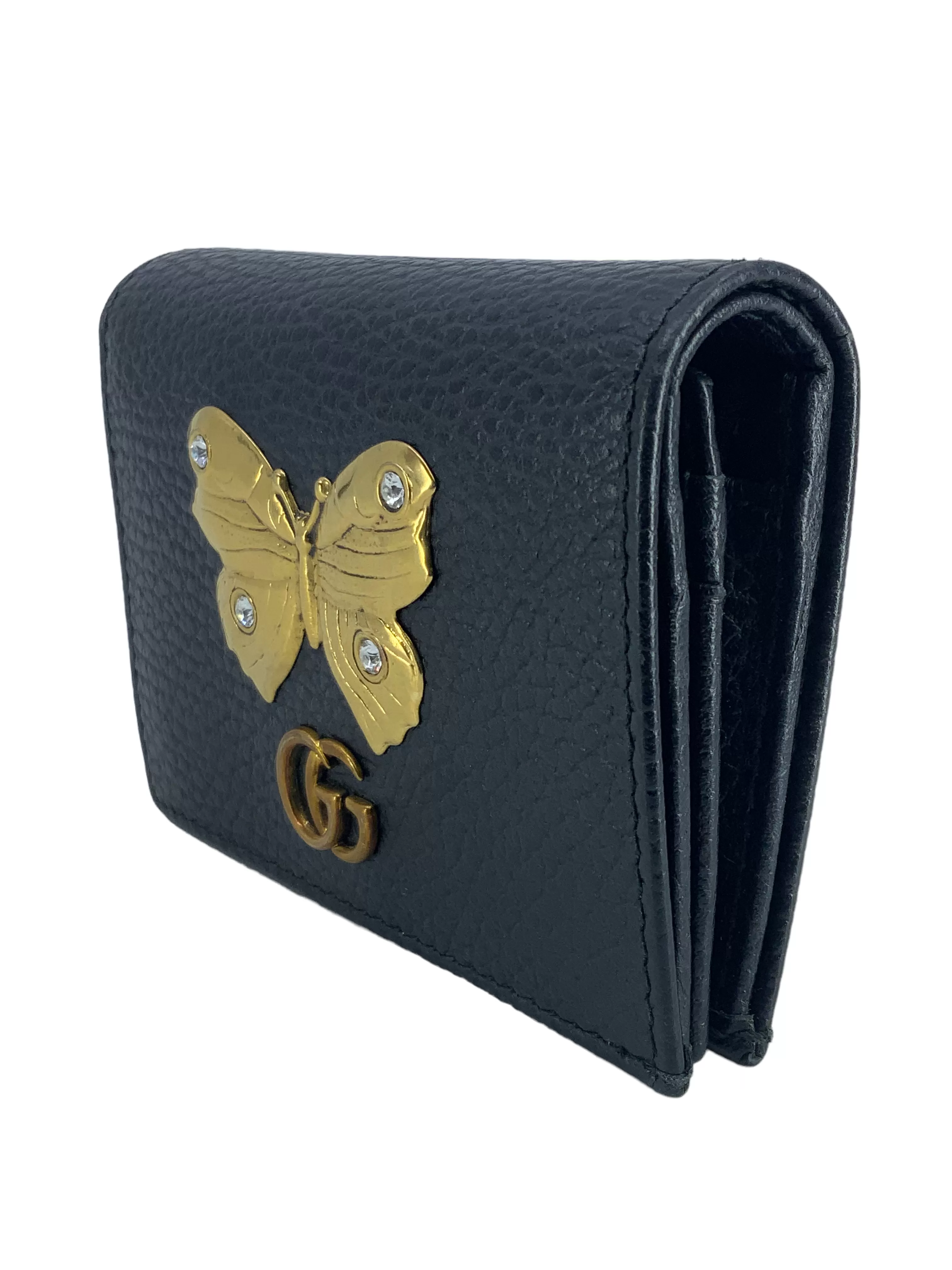 GUCCI Leather GG Marmont Butterfly Compact Wallet