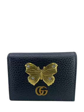 GUCCI Leather GG Marmont Butterfly Compact Wallet