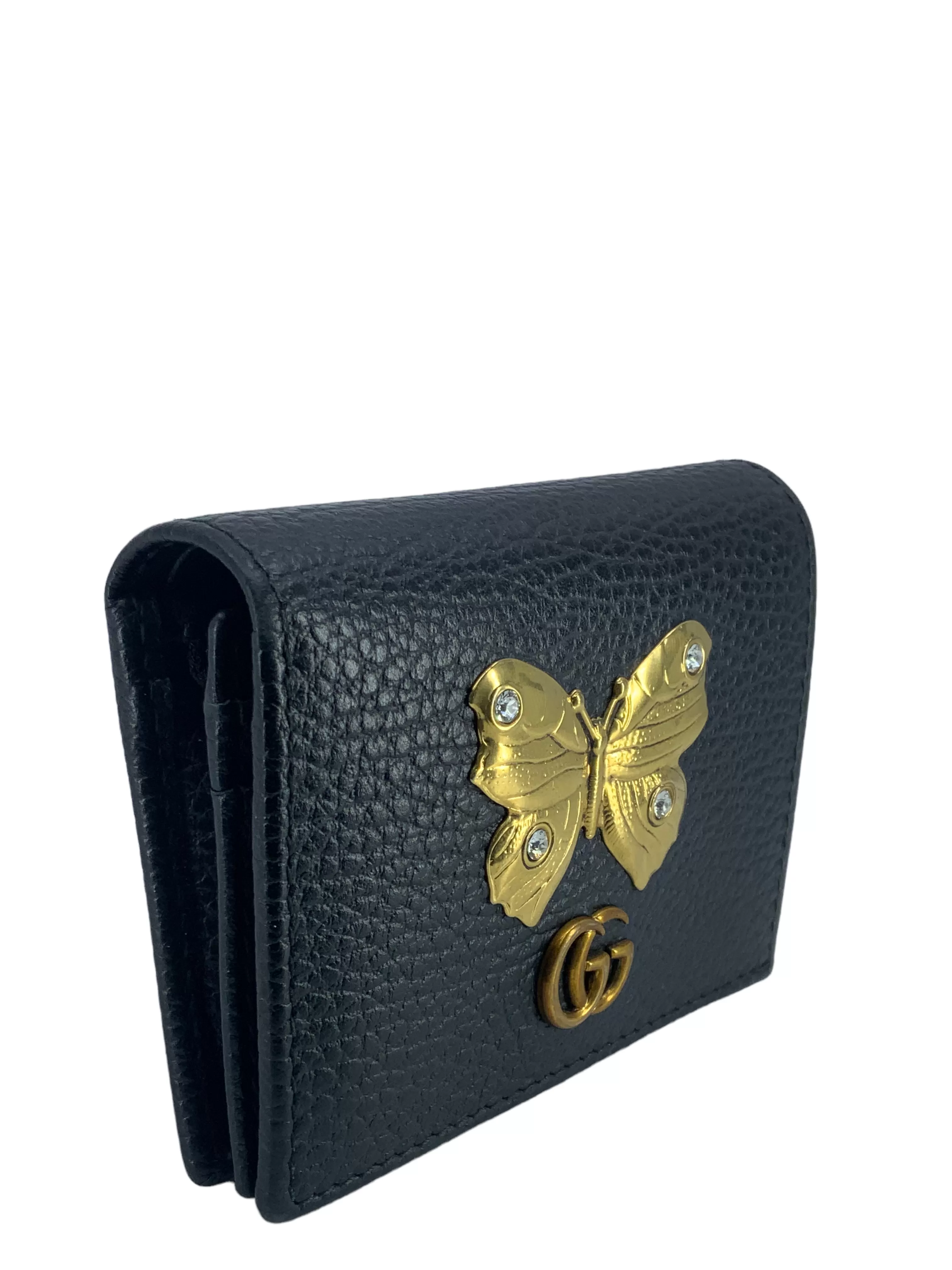 GUCCI Leather GG Marmont Butterfly Compact Wallet