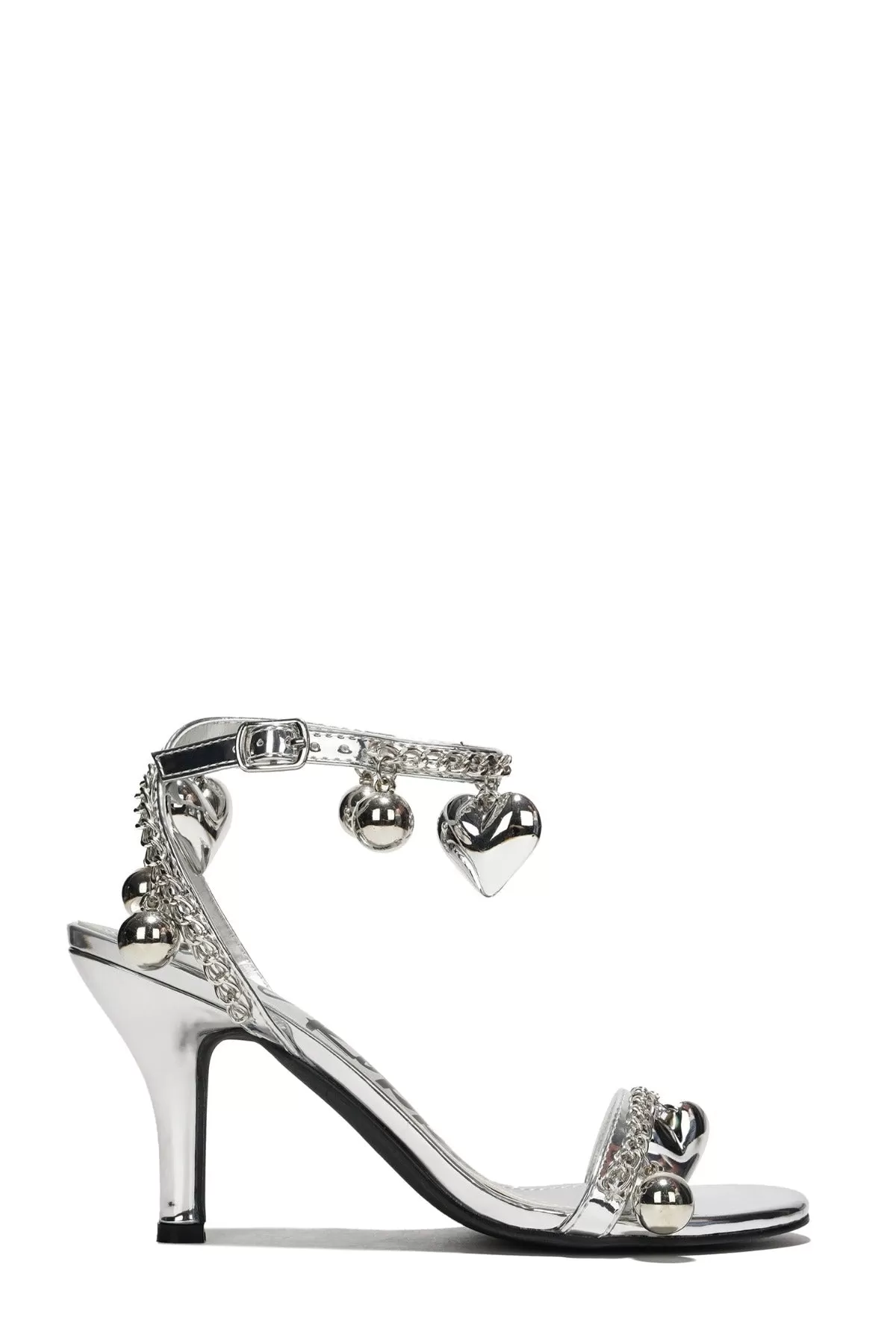 Heart Stopper Charm Heels - Silver