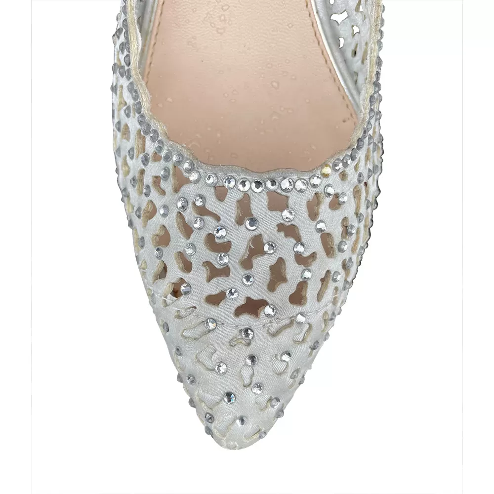 Jewel Silver Crystal Sling back