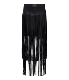 Karolina Fringe Skirt in Black