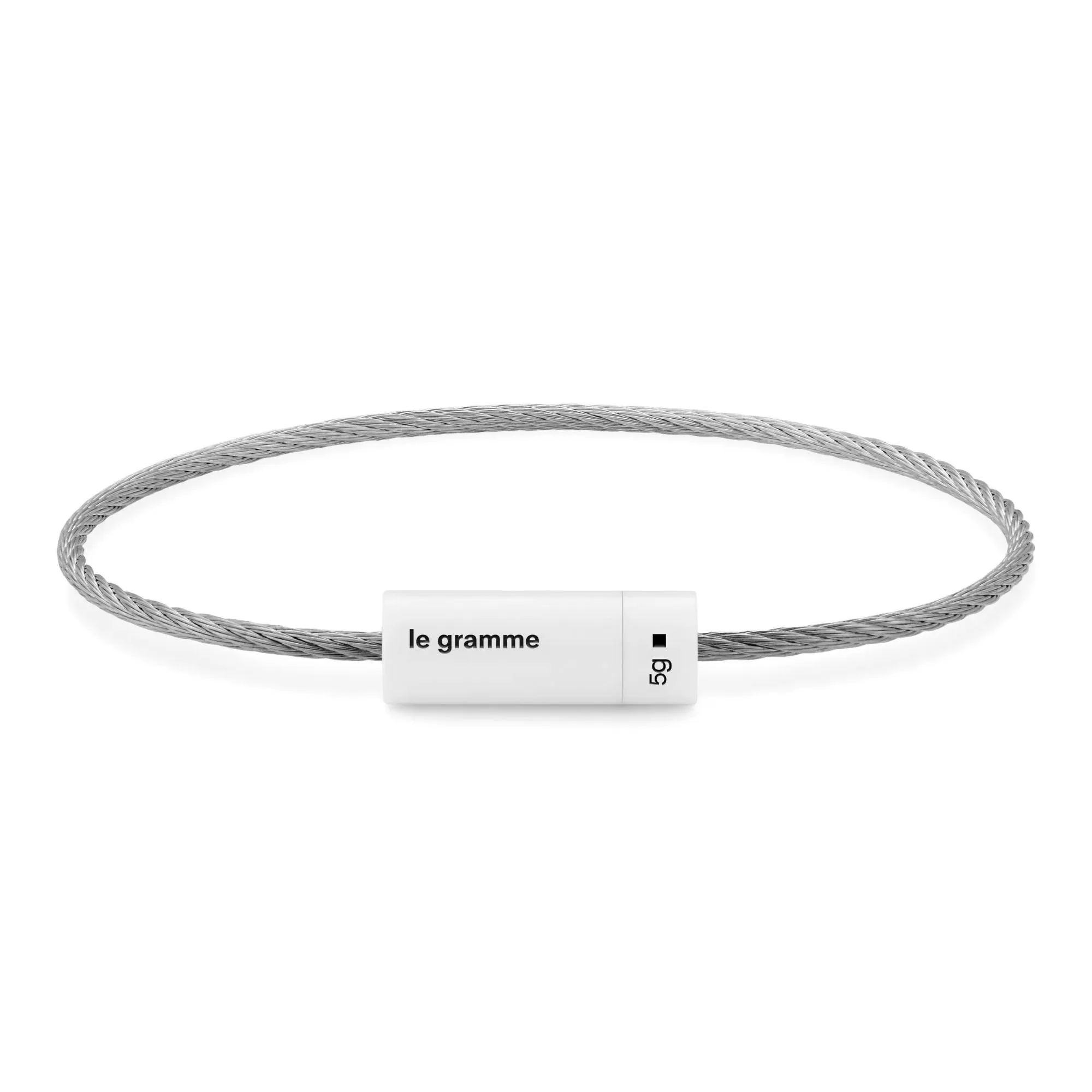 LE GRAMME MEN'S 5G CABLE BRACELET WITH WHITE CERAMIC SCREW CLOSURE