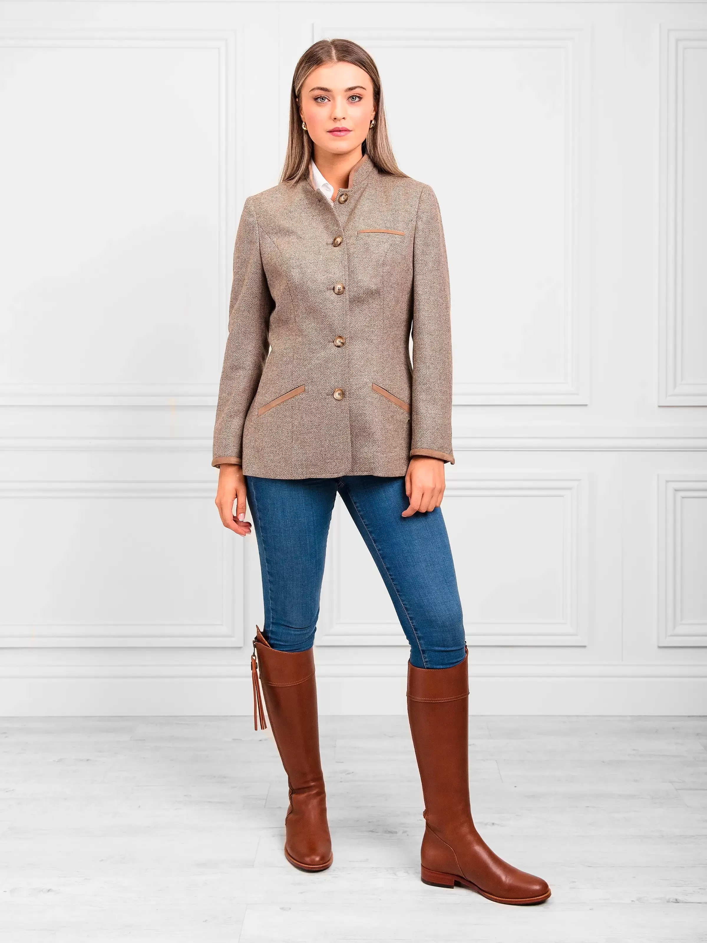 Madeline Jacket - Taupe Herringbone