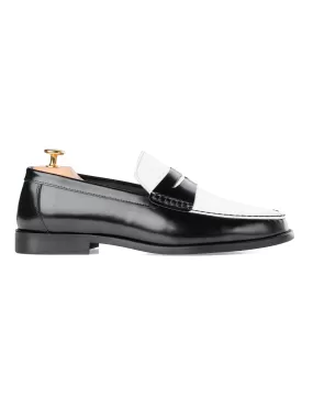 Marco Penny Loafer - Black Color Block Polished Leather