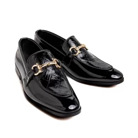 Men Black Shine Imported PU Leather Shoes