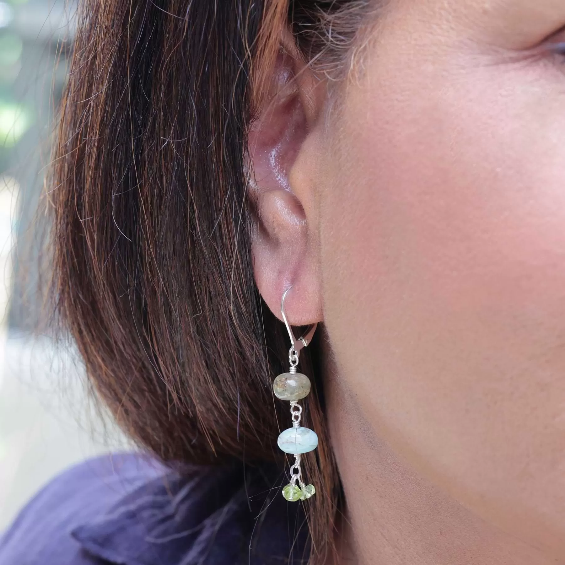 Mendocino - Peruvian Opal Dainty Silver Drop Earring