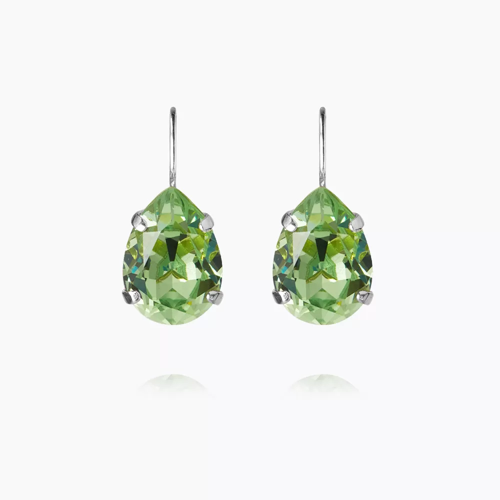 Mini Drop Clasp Earrings / Peridot