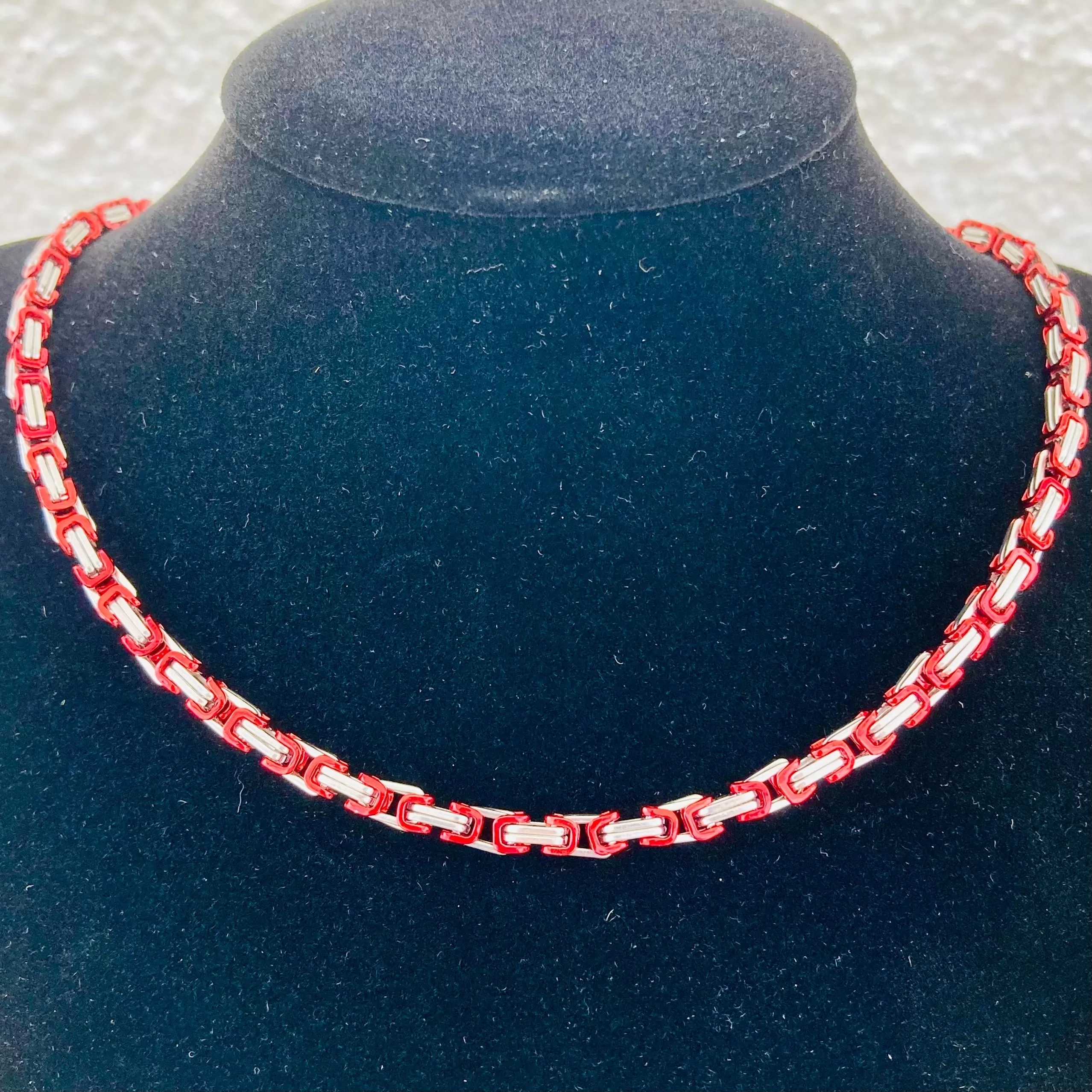 Necklace - Mini Red & Silver - Daytona Beach - 1/8 wide