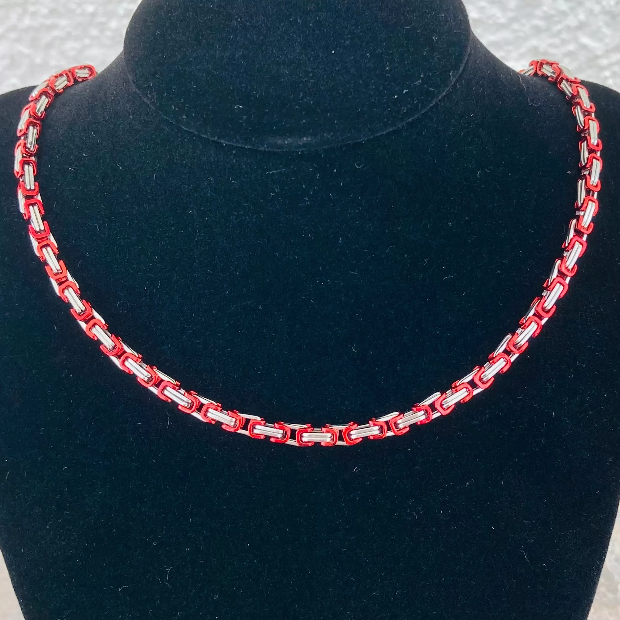 Necklace - Mini Red & Silver - Daytona Beach - 1/8 wide