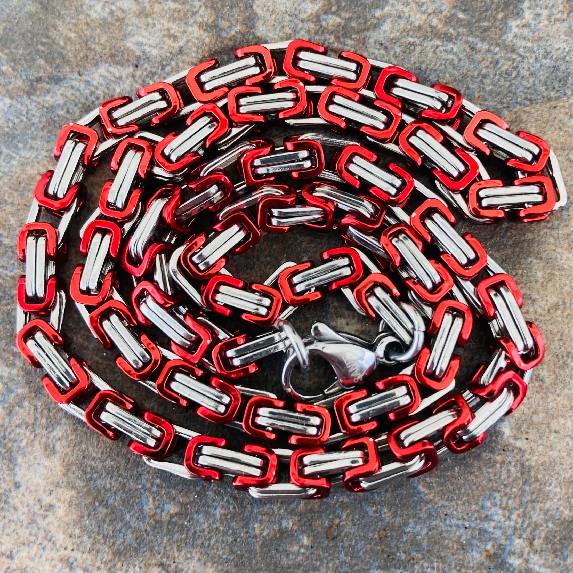 Necklace - Mini Red & Silver - Daytona Beach - 1/8 wide