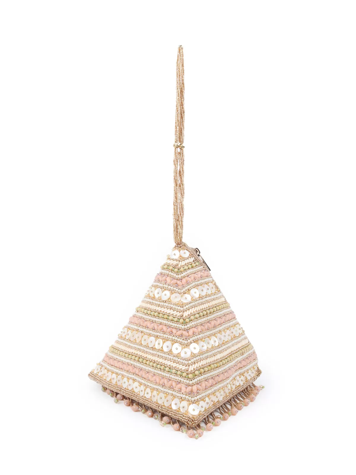 Odette Peach Structured Pyramid Clutch Bag For Women