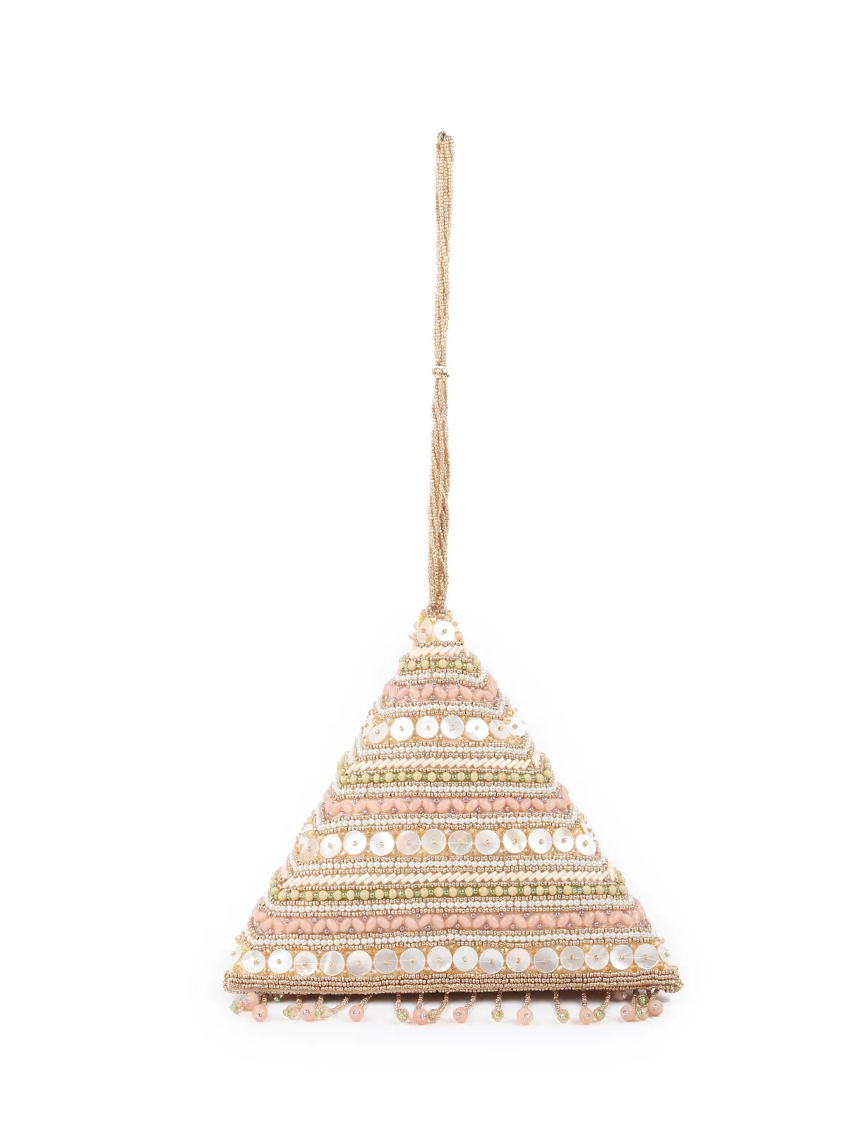 Odette Peach Structured Pyramid Clutch Bag For Women