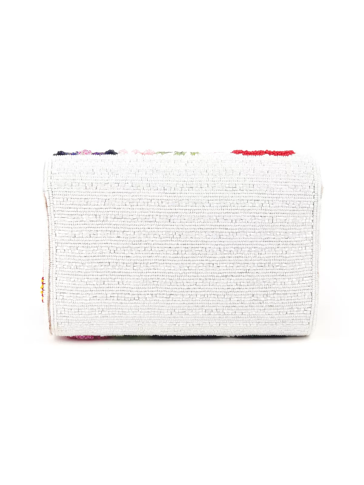 Odette White Floral Embroidered Clutch For Women