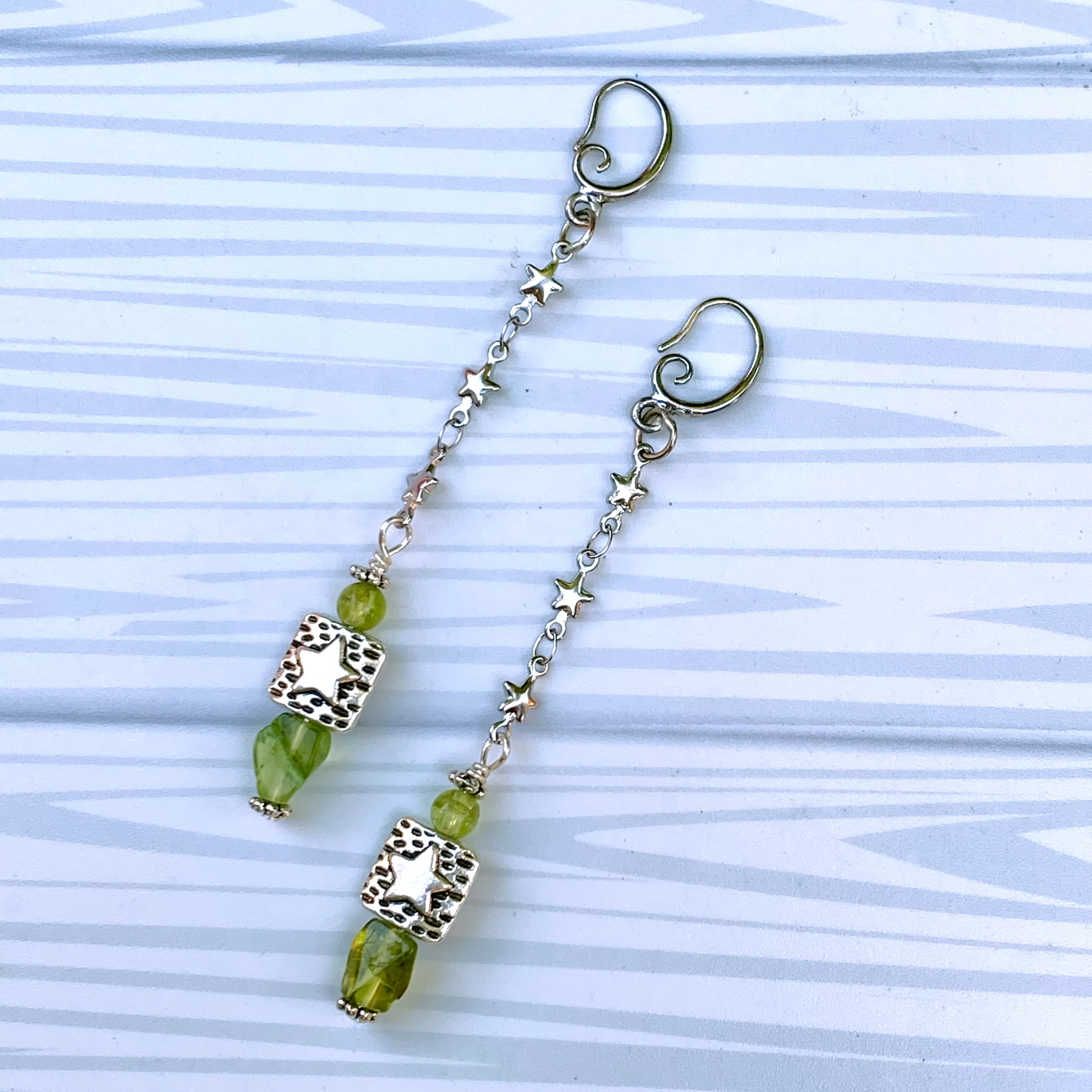 Peridot and Star Earrings