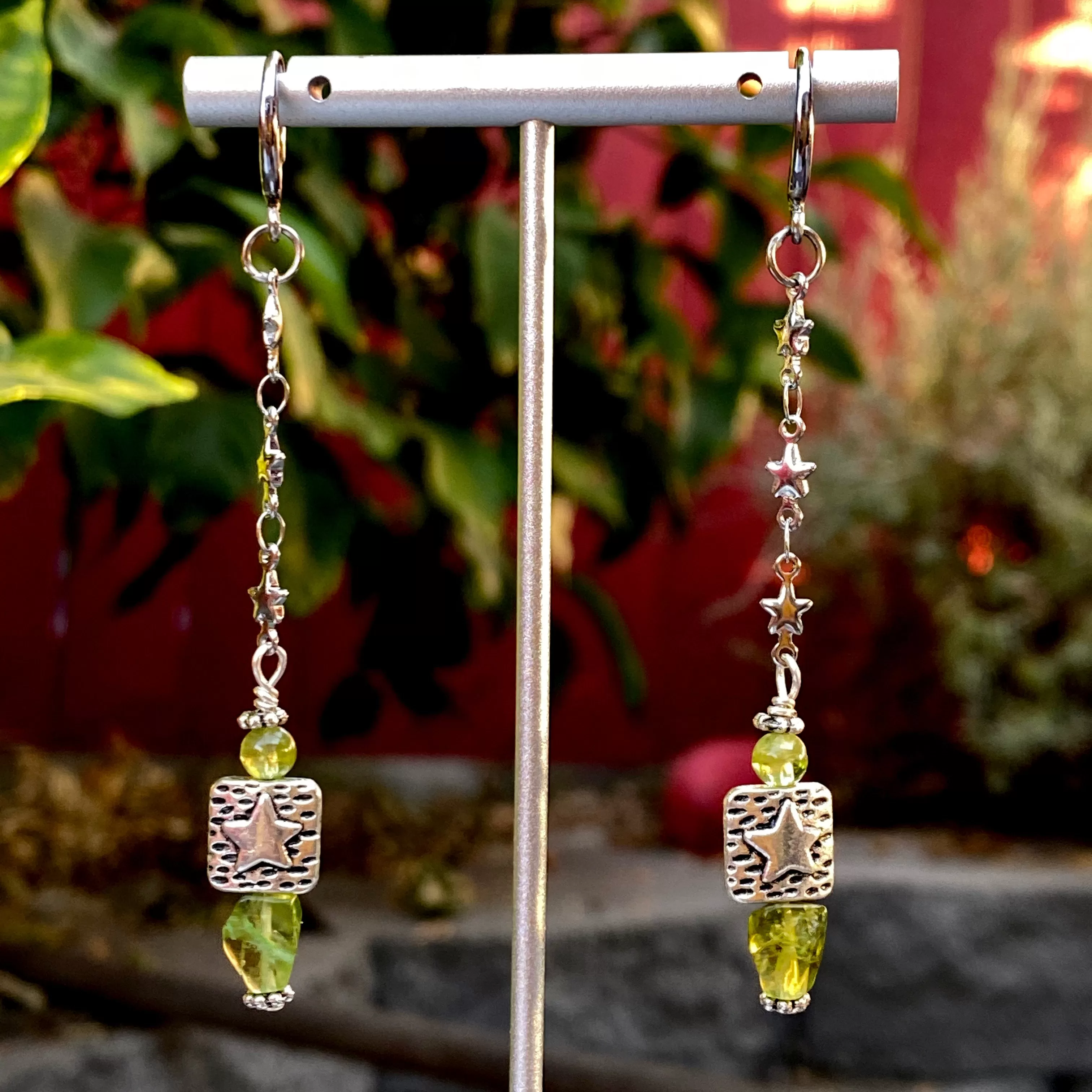 Peridot and Star Earrings