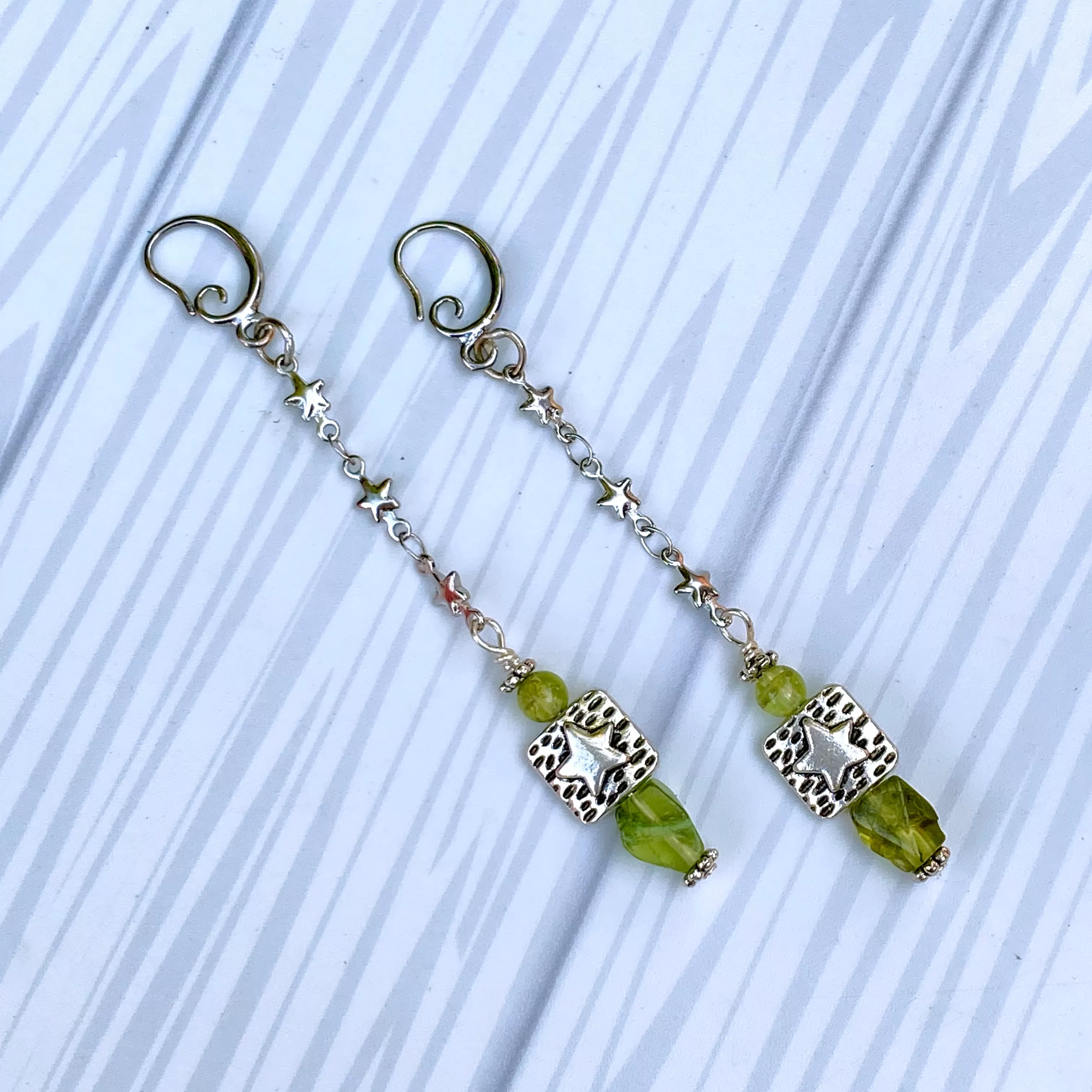 Peridot and Star Earrings