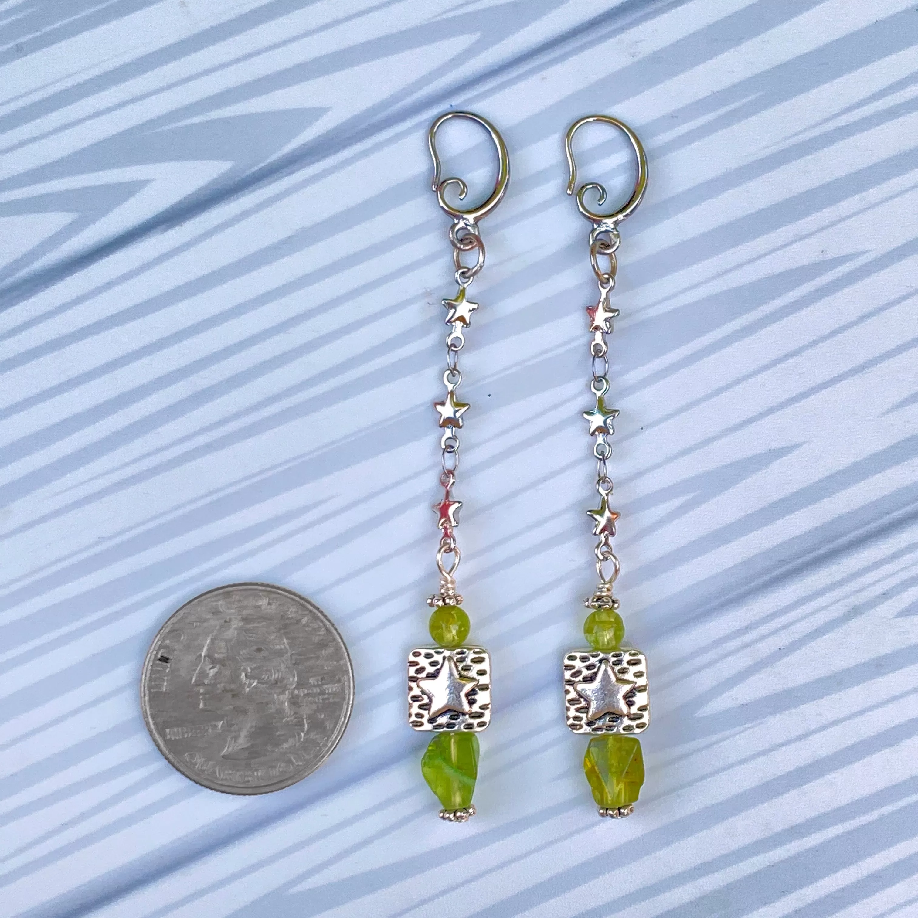 Peridot and Star Earrings