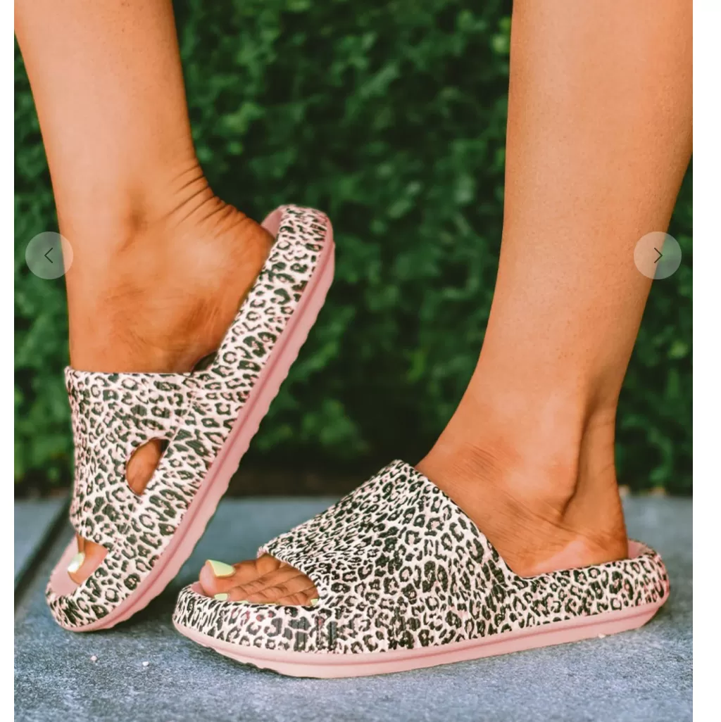 Pink Leopard Slides