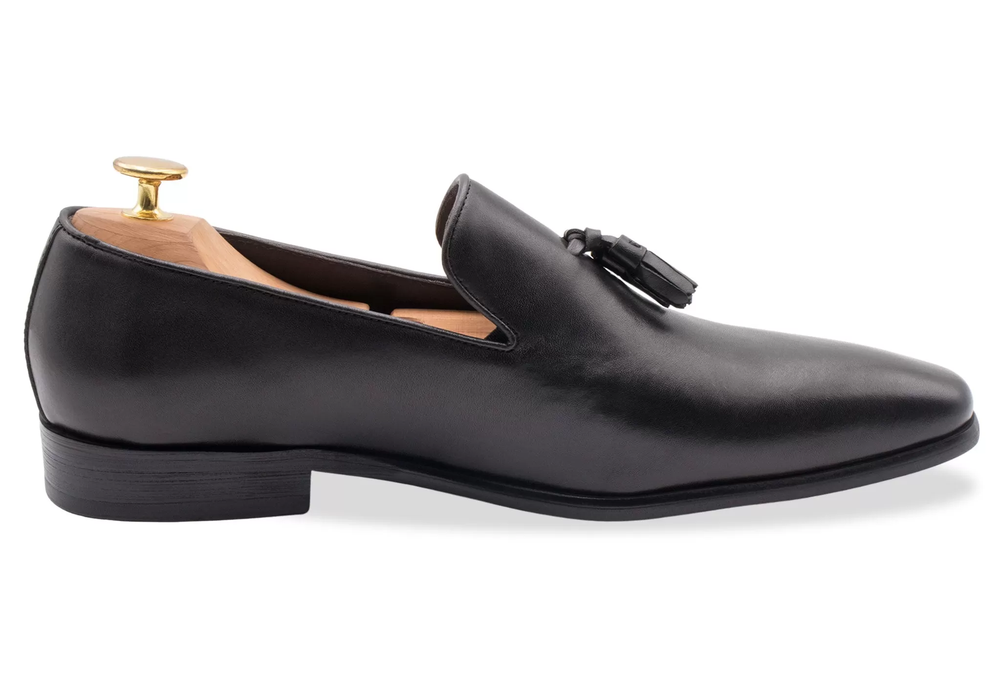 Polvorines Black Wholecut Tassel Loafer