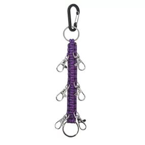 Purple NGIL Glitter Paracord Cheer Hairbow Holder for Backpack, Dance Team Hairbow Keychain with Carabiner