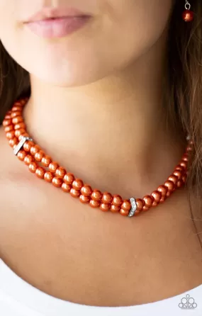 Put On Your Party Dress - Orange Pearl Paparazzi Jewelry Necklace