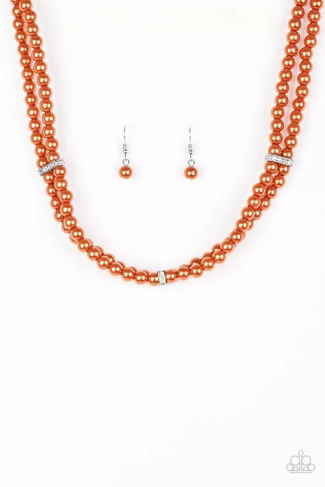 Put On Your Party Dress - Orange Pearl Paparazzi Jewelry Necklace