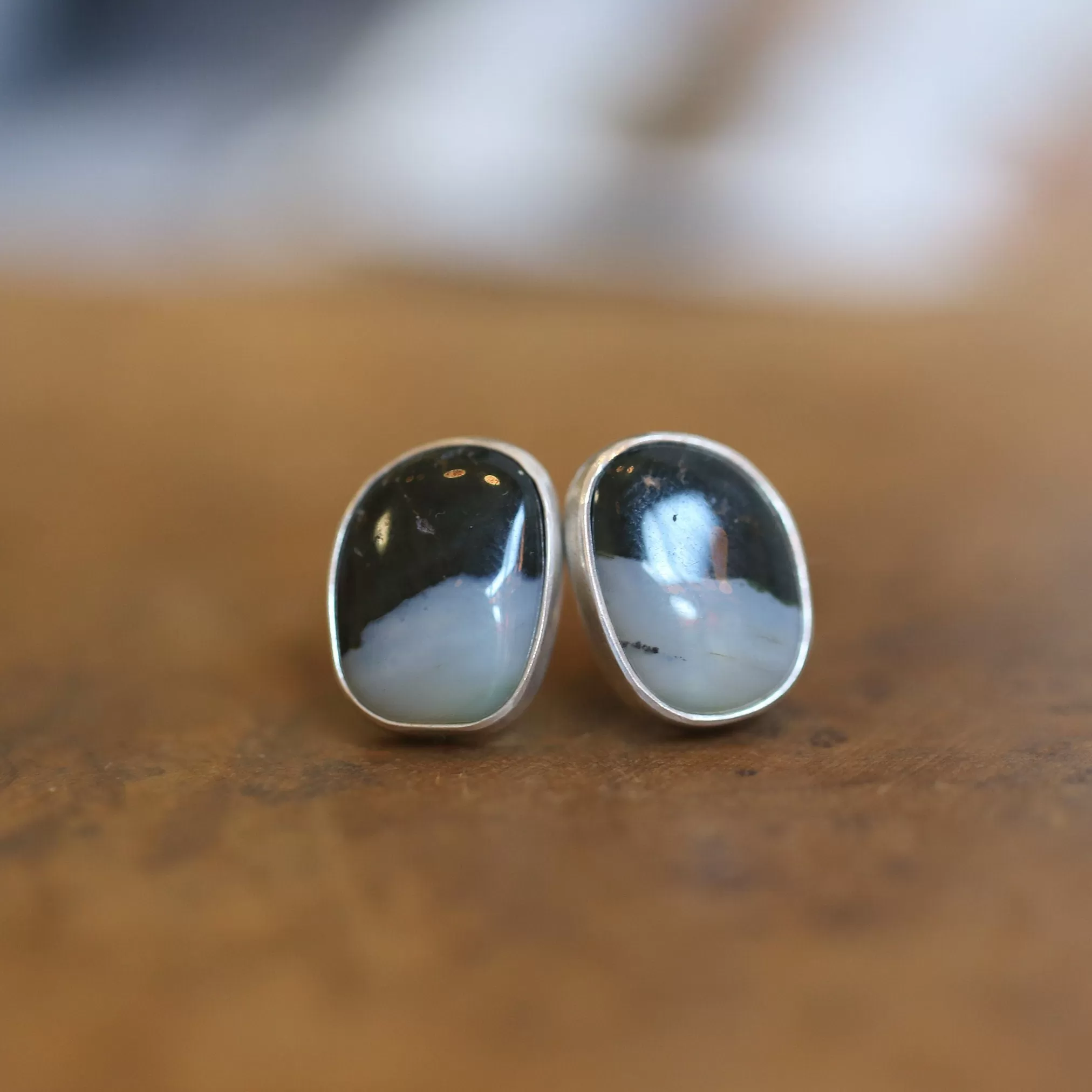 Ready to Ship - Ocean Jasper Posts - Silversmith Post Earrings - Sterling Silver Studs