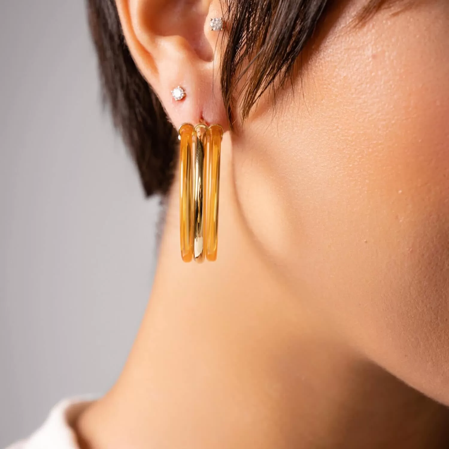 Ridge Lucite Hoop Earrings