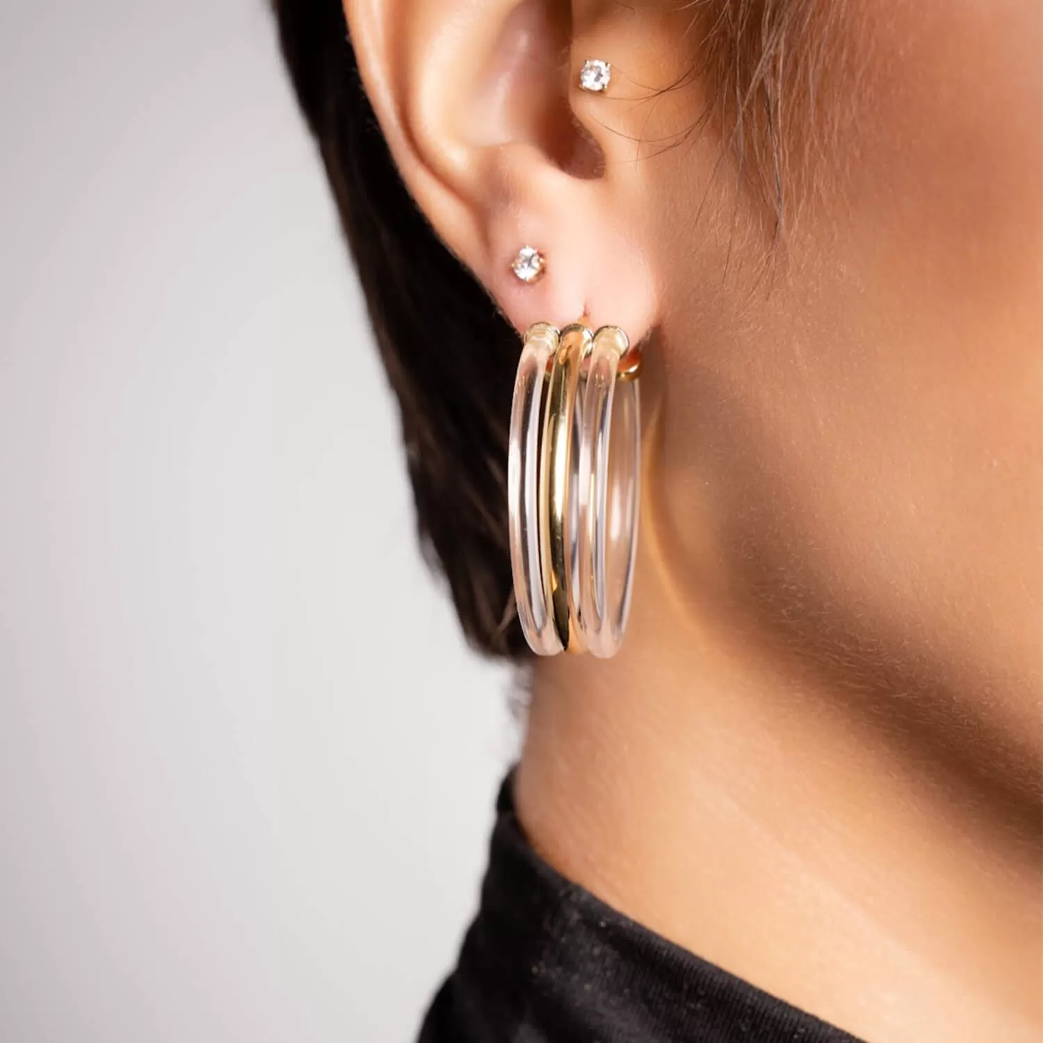 Ridge Lucite Hoop Earrings