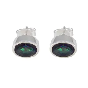 Riyo Artistic Sterling Silver Earring For Sister Mystic Quartz Earring Bezel Setting Multi Earring Stud Earring