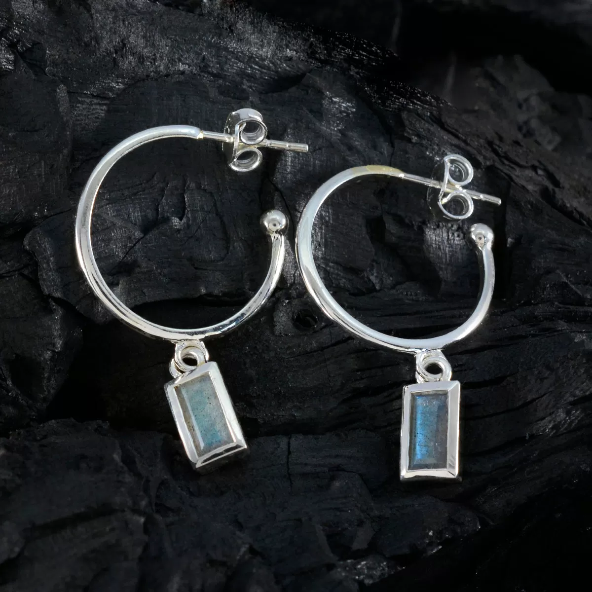 Riyo Attractive Sterling Silver Earring For Femme Labradorite Earring Bezel Setting Multi Earring Dangle Earring