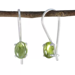 Riyo Drop-Dead Gorgeous Sterling Silver Earring For Wife Peridot Earring Bezel Setting Green Earring Dangle Earring