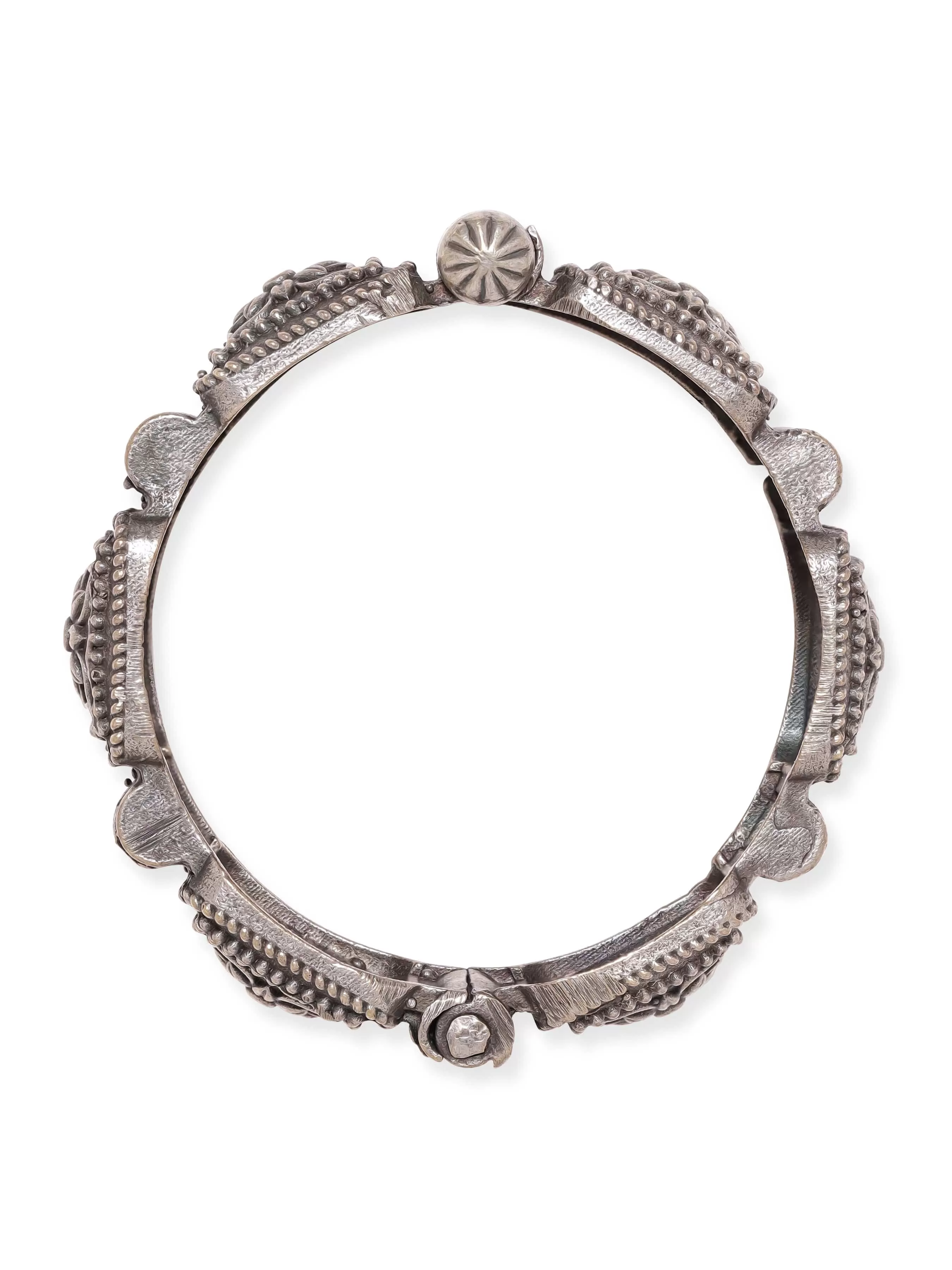 Rubans Floral Whispers Oxidized Silver Plated Kada Bracelet