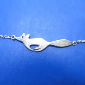 Running Fox Shaped Silhouette Charm Bracelet in Silver | Animal Jewelry