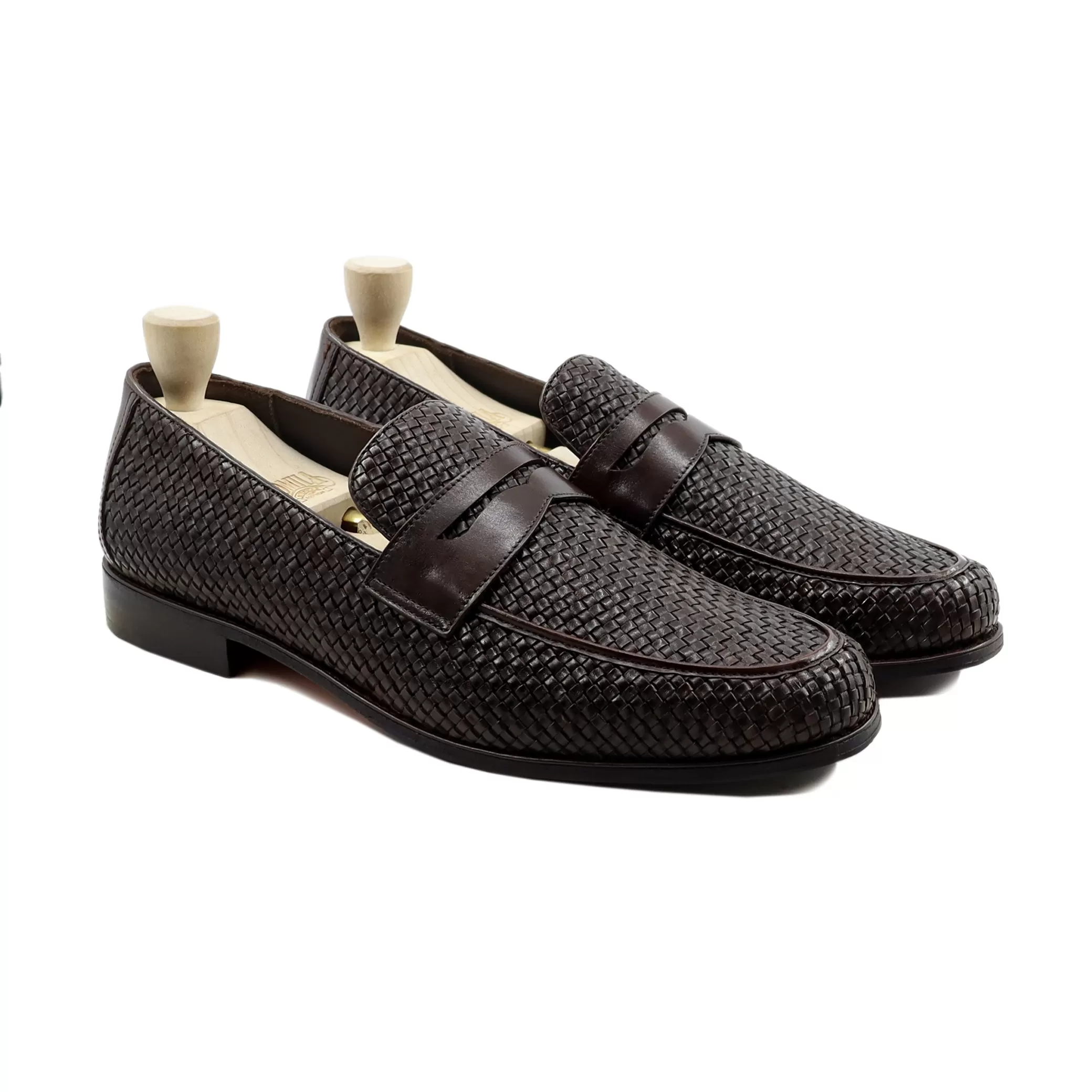 Rybnik - Men's Dark Brown Woven Loafer