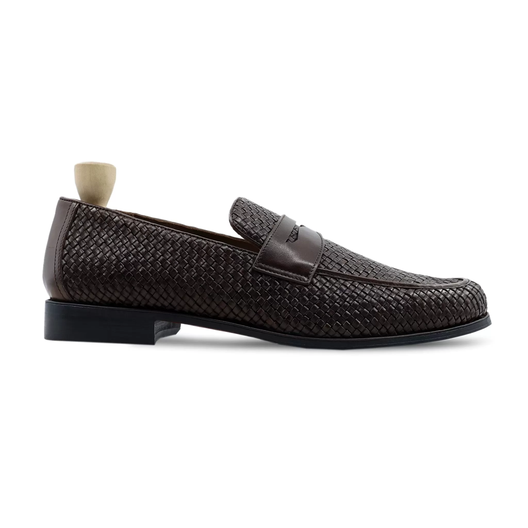 Rybnik - Men's Dark Brown Woven Loafer